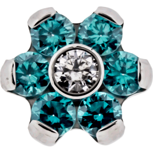 6 MINT AND 1 CENTER CLEAR GEM FLOWER SOLD INDIVIDUALLY