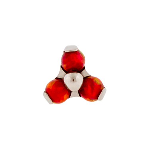 REPLACEMENT HEAD INTERNALLY THREADED TITANIUM ASTM F-136 16G PRONG SET 3 2MM RED OPAL TRINITY CLUSTER SOLD INDIVIDUALLY