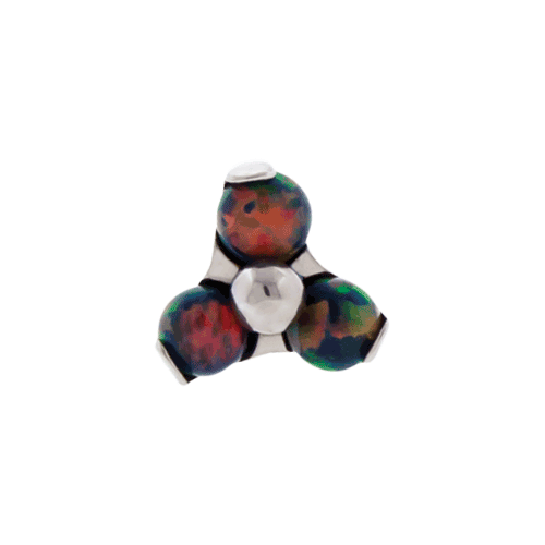 REPLACEMENT HEAD INTERNALLY THREADED TITANIUM ASTM F-136 14G PRONG SET 3 2MM BLACK OPAL TRINITY CLUSTER SOLD INDIVIDUALLY