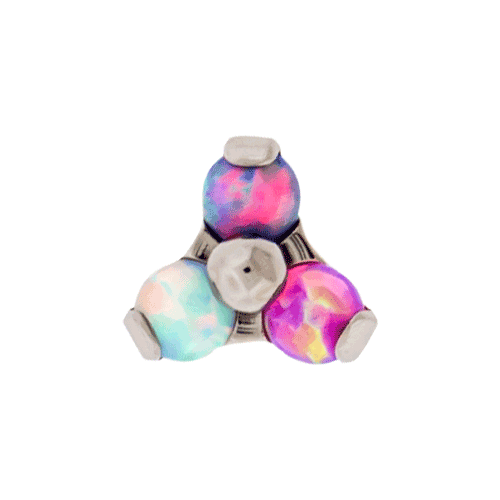 REPLACEMENT HEAD INTERNALLY THREADED TITANIUM ASTM F-136 16G PRONG SET 1 2MM WHITE, PINK AND PURPLE OPAL TRINITY CLUSTER SOLD INDIVIDUALLY
