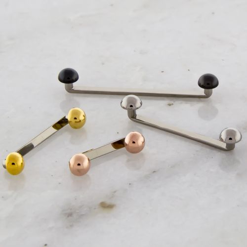 14G TITANIUM FLAT SURFACE BARBELL W/ DOMES