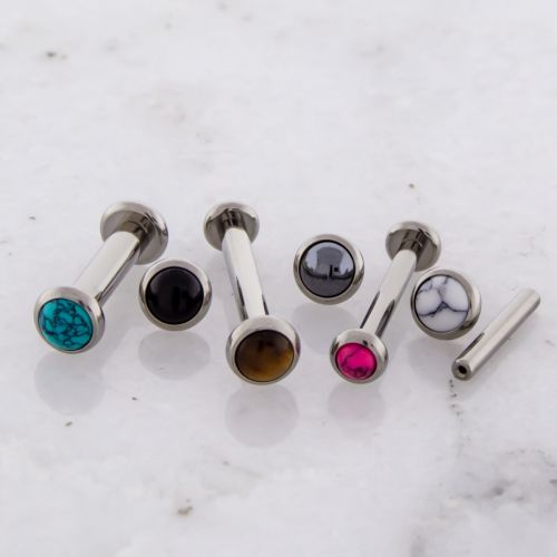  THREADLESS STRAIGHT BARBELL W/ CABOCHON DISC
