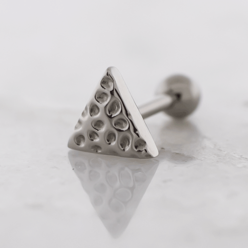 Titanium Threadless Barbell w/ Hammered Texture Triangle End