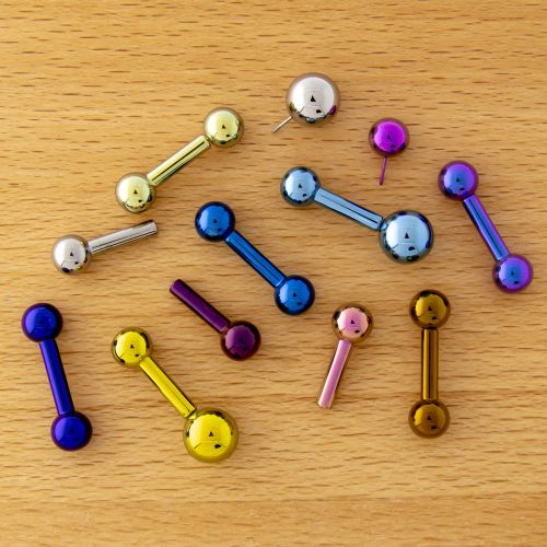 THREADLESS BARBELL W/ BALL AND FIXED BALL