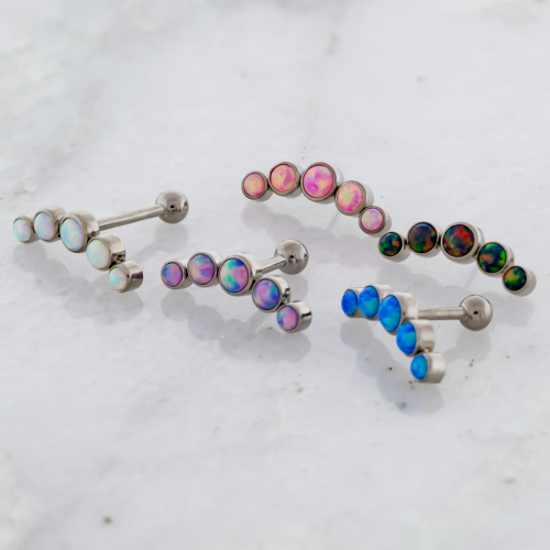 THREADLESS BARBELL WITH OPAL CRESCENT