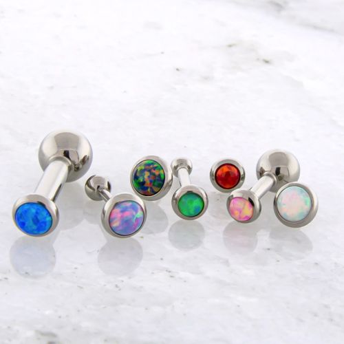 16G THREADLESS BARBELL W/ OPAL DISC AND FIXED BALL