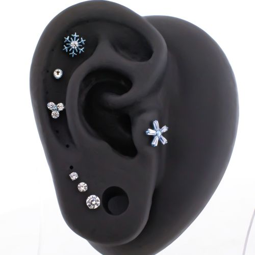Titanium Threadless- Elsa Icy Blue Anodized Ear Curation