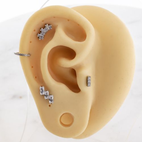Titanium Threadless Ear Curation With Clear Cubic Zirconia Ends