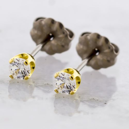 TITANIUM EARRING STUD WITH 18KT GOLD ROUND GEM