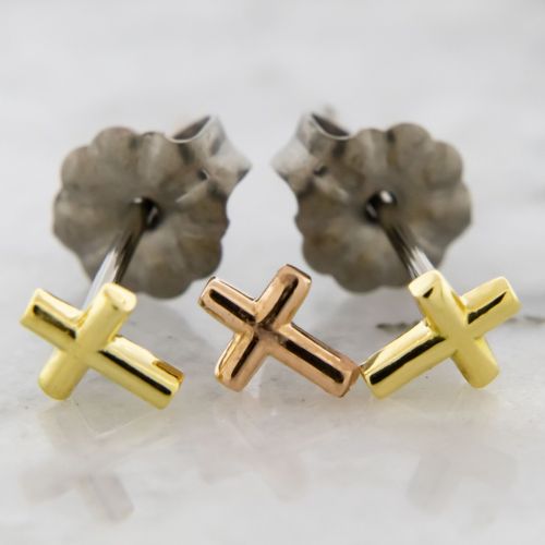 Titanium Earring Studs With Cross Ends
