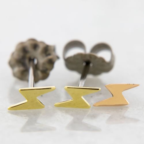 Titanium Earring Studs With Lightning Bolt Ends