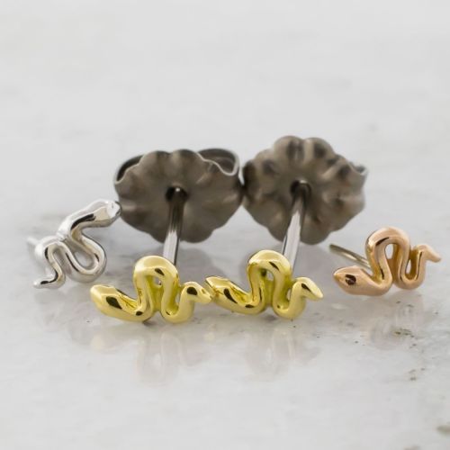 Titanium Earring Studs With Snake Ends