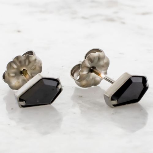 Titanium Earring Studs w/ Titanium Threadless Coffin CZ Ends