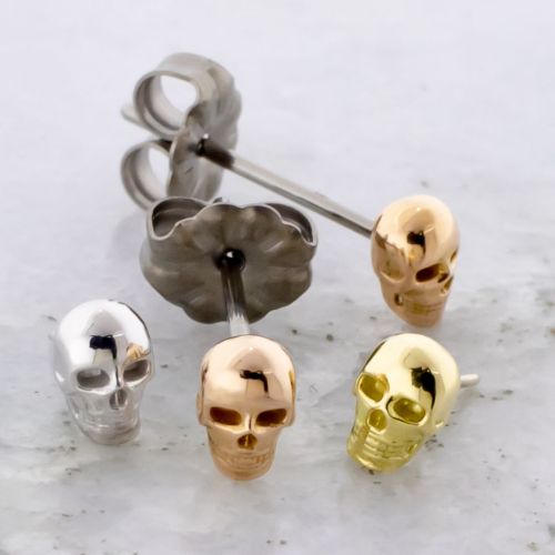 Titanium Earring Studs With Skull Ends
