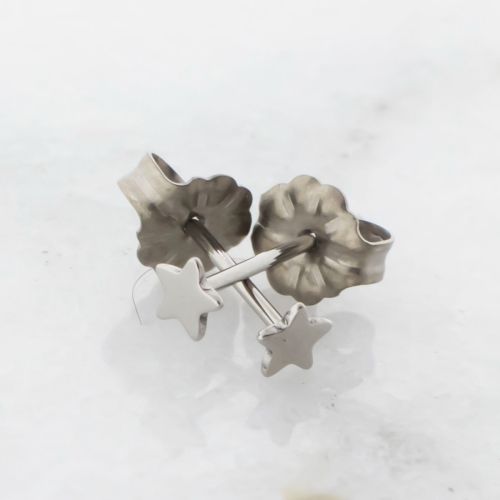 Titanium Earring Studs With Threadless Star Ends