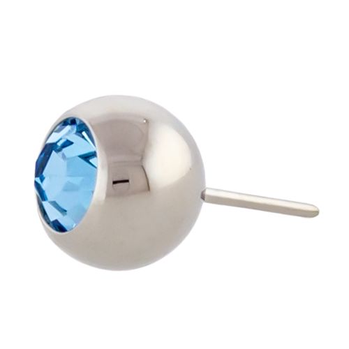 Titanium Threadless Ball with Bezel Set Premium Crystal-2.5MM-AQUA