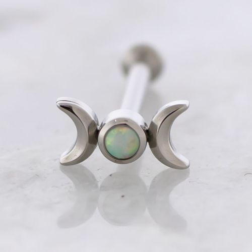 Titanium Threadless Helix Labret w/ Crescent Moon and Opal End
