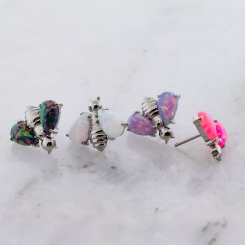 Titanium Bee Threadless End with Opal Wings