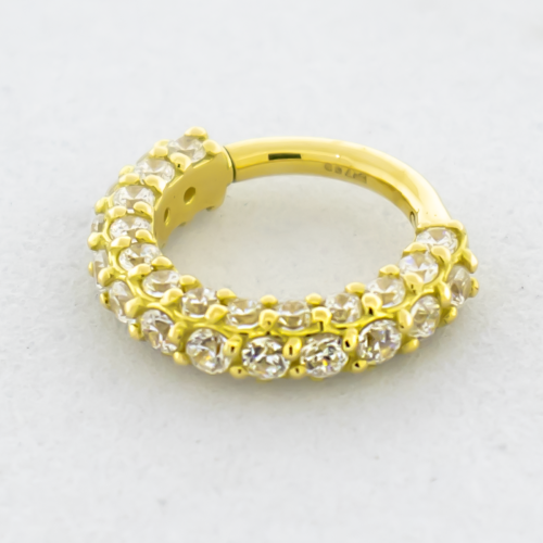 18kt Hinged Segment RIng With Prong Set Pave Premium Zirconia