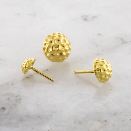 18kt Gold Threadless Hammered Dome