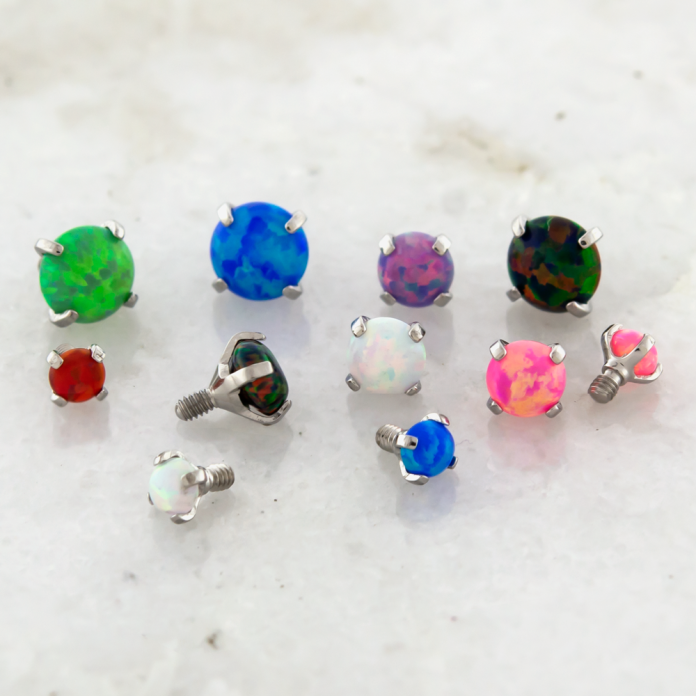 Steel Internally Threaded Round Opal