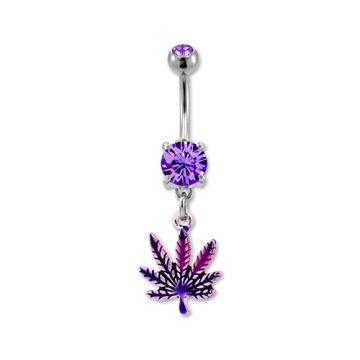 PURPLE HAZE POT LEAF NAVEL RING