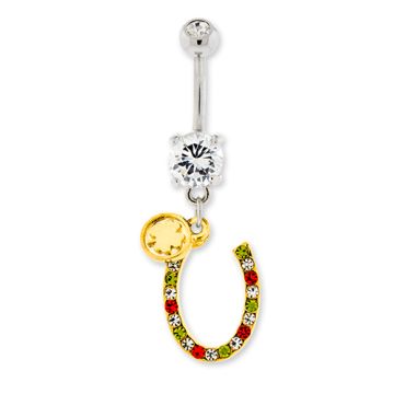 IRISH GEM HORSESHOE BELLY RING