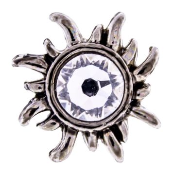 STEEL SUN WITH ROUND CLEAR GEM BARBELL