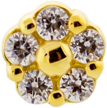 18KT GOLD THREADLESS MICRO FLOWER HEAD SET WITH PREMIUM ZIRCONIA-WHITE