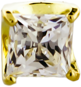 18KT Yellow Gold Prong Set Princess Cut Cubic Zirconia-2MM-WHITE