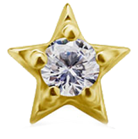 18KT GOLD THREADLESS STAR HEAD SET WITH PREMIUM ZIRCONIA-WHITE