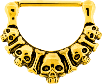 GOLD SURGICAL STEEL NIPPLE CLICKER- SKULLS