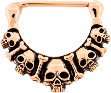 PVD ROSE GOLD SURGICAL STEEL NIPPLE CLICKER- SKULLS