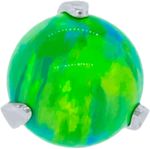 316 L STEEL PRONGED OPAL BALL 14G 5MM LIME GREEN OPAL