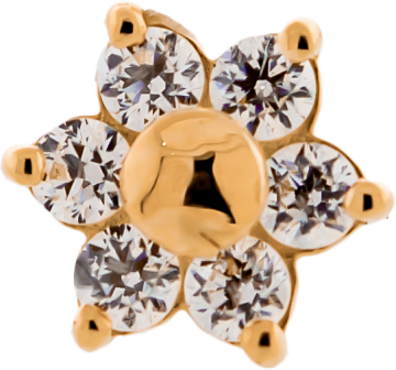 18KT GOLD THREADLESS FLOWER HEAD SET WITH PREMIUM ZIRCONIA-WHITE-5MM-18KT ROSE GOLD