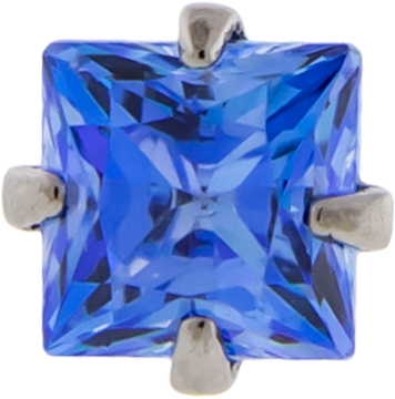 Steel Internal Prong Set Square Premium Zirconia-1.2MM (16G)-3MM-ARCTIC BLUE