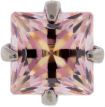 Titanium Threadless Prong Set Square Premium Zirconia-3MM-FANCY MORGANITE