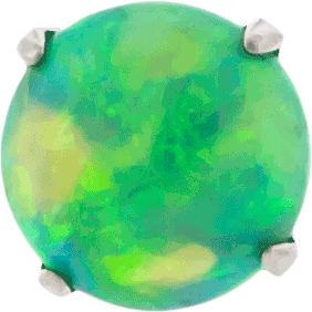 TITANIUM THREADELESS PRONG SET OPAL HEAD-2.5MM-LIME GREEN OPAL