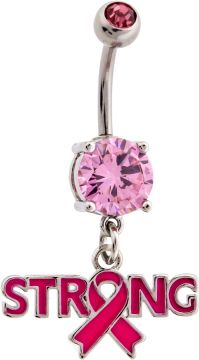 BREAST CANCER AWARENESS STRONG NAVEL RING-1.6MM (14G)-10MM (3/8