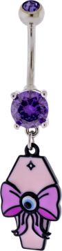 14G Eyeball Coffin Navel Ring-TANZANITE