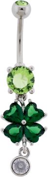 Shamrock Gem Dangle Navel Ring-1.6MM (14G)-10MM (3/8