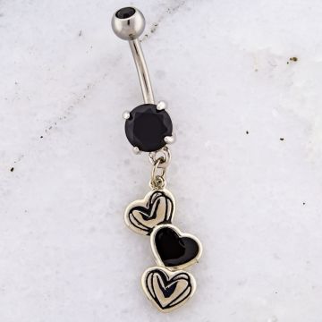 SCRIBBLED HEART NAVEL RING-BLACK