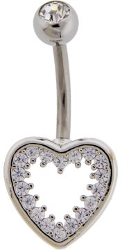 Heart w/ Gems Navel Ring-1.6MM (14G)-10MM (3/8