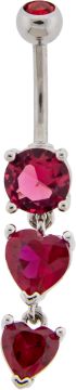 Heart Gem Dangle Navel Ring-1.6MM (14G)-10MM (3/8