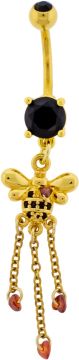 Bee w/ Heart Dangle Navel Ring-1.6MM (14G)-10MM (3/8