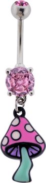 14G  Mushroom Navel Ring-PINK