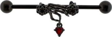 14G Industrial Barbell - Skeleton Hand Heart-1.6MM (14G)-32MM (1-1/4