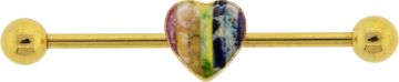 14G Industrial Bar Gold PVD Rainbow Sliced Heart-GOLD