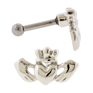 STEEL EXTERNALLY THREADED 316L BARBELL 16G 1/4 2.5MM BALL WITH CLADDAGH