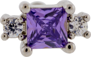 TRIPLE SQUARE GEM TRAGUS BARBELL-TANZANITE